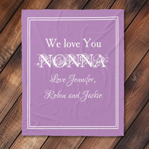 "We Love You NONNA" Custom Names Mauve Fleece Blanket