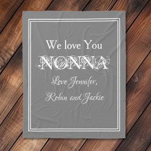 "We Love You NONNA" Personalized Dove Gray Fleece Blanket