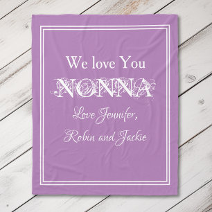 "We Love You NONNA" Personalized Mauve Fleece Blanket