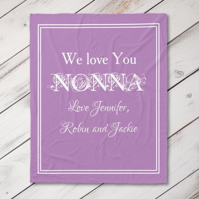 "We Love You NONNA" Personalized Mauve Fleece Blanket ("We Love You NONNA" Personalized  White Script on Mauve Fleece Blanket.)