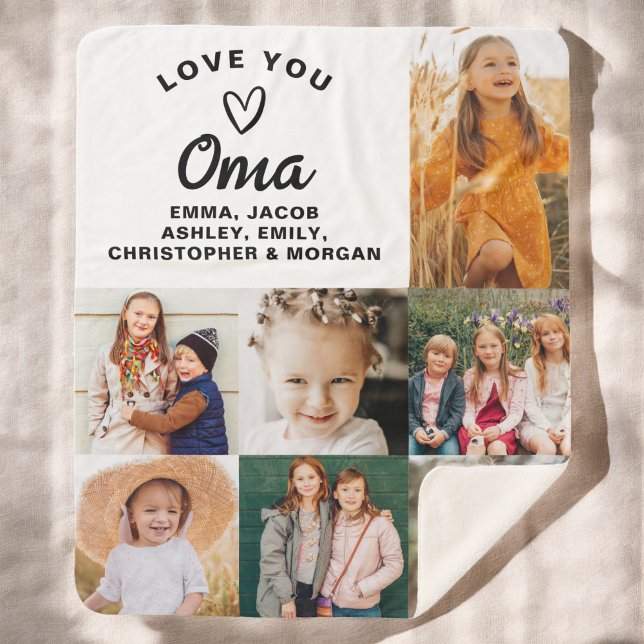 We Love You Oma Family Modern Photo Collage Sherpa Blanket (Creator Uploaded)