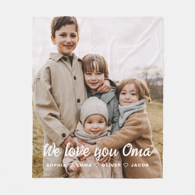 We Love You Oma Family Modern Single Photo Fleece (Front)