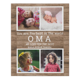 We Love You Oma Grandkids 4 Photo Collage Wood Faux Canvas Print