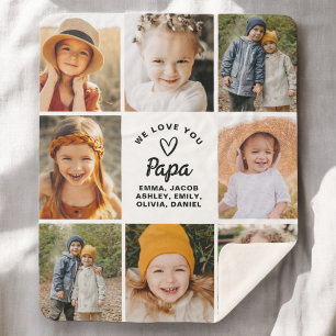 We Love You Papa Family Instagram Collage Photos Sherpa Blanket