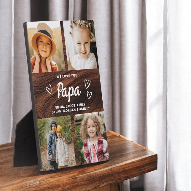 We Love You Papa Family Wood Photo Collage Plaque (Creator Uploaded)