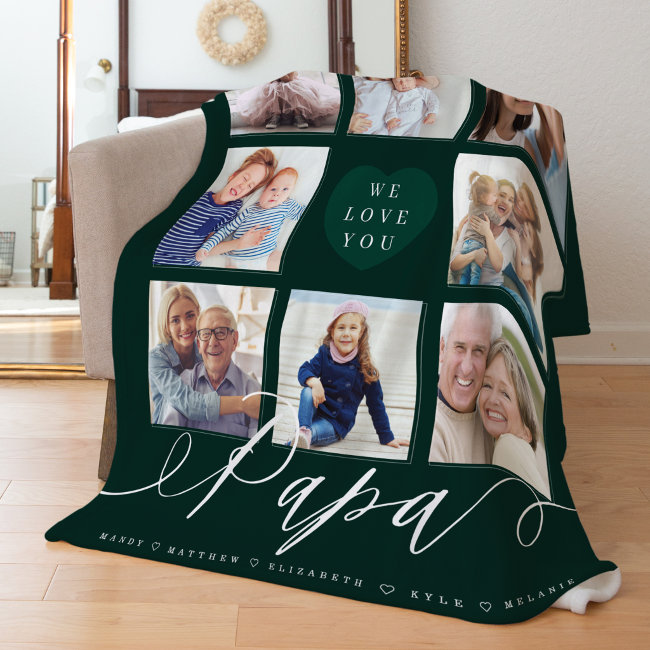 We Love You Papa | Grandchildren & Family Photos Fleece Blanket