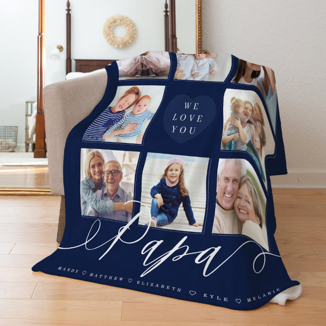 We Love You Papa | Grandchildren & Family Photos Fleece Blanket