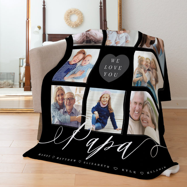 We Love You Papa | Grandchildren & Family Photos Fleece Blanket