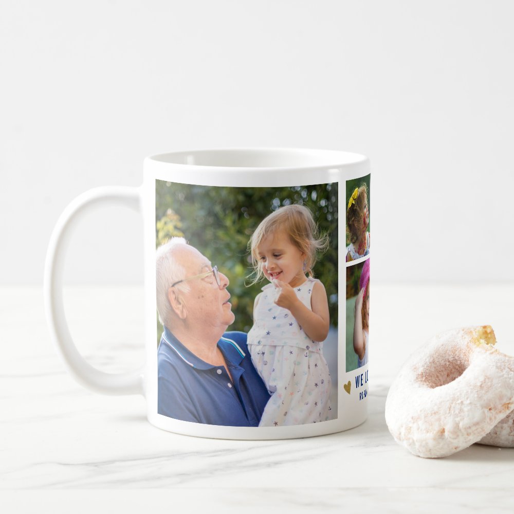 We Love You Papa Grandkids Custom Photo Collage Coffee Mug