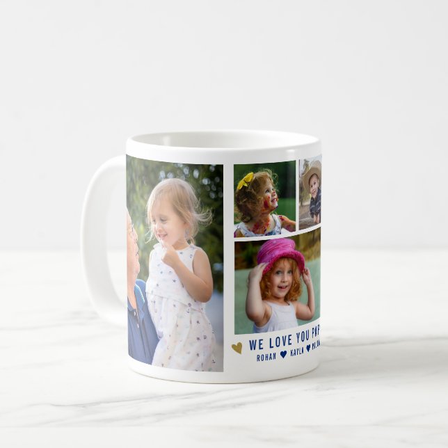 We Love You Papa Grandkids 5 Photo Collage   Coffee Mug (Front Left)