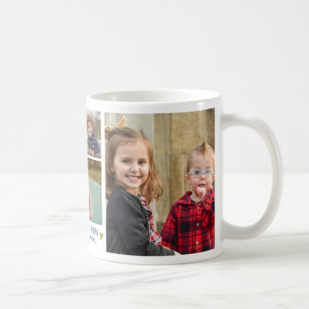 We Love You Papa Grandkids Custom Photo Collage Coffee Mug