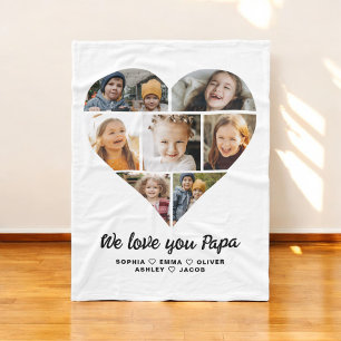 We Love You Papa Heart Instagram Collage Photos Fleece Blanket