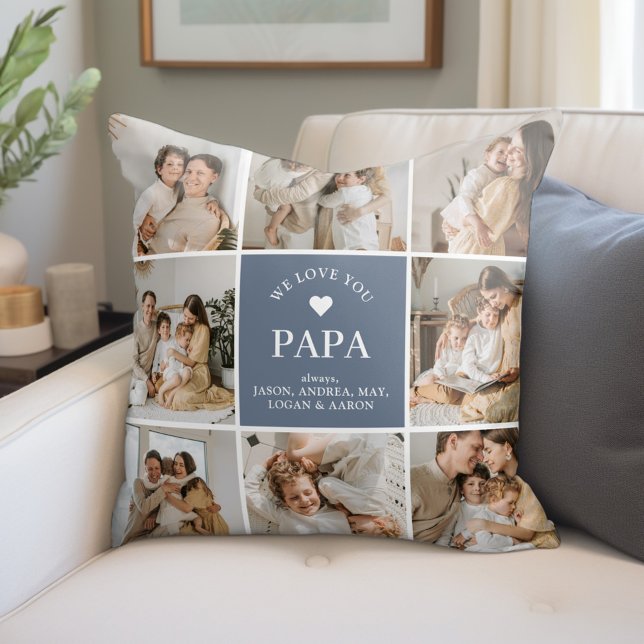 We Love You Papa Personalized Photo Throw Pillow (Creator Uploaded)