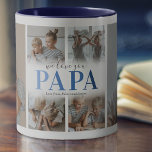 We Love You Papa Photo Collage Mug<br><div class="desc">Personalized coffee mug for special fathers featuring a 6 photo collage template of the children,  the words "we love you papa" in a trendy blue gradient font,  and the kids names.</div>