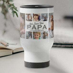 We Love You Papa Photo Collage Travel Mug