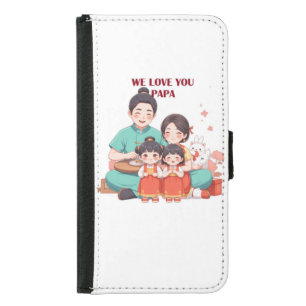 We Love You Papa Sticker – Cute Mom & Kids Family Samsung Galaxy S5 Wallet Case