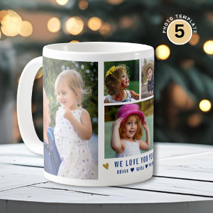We Love You Pop Grandkids Names 5 Photo Collage    Coffee Mug