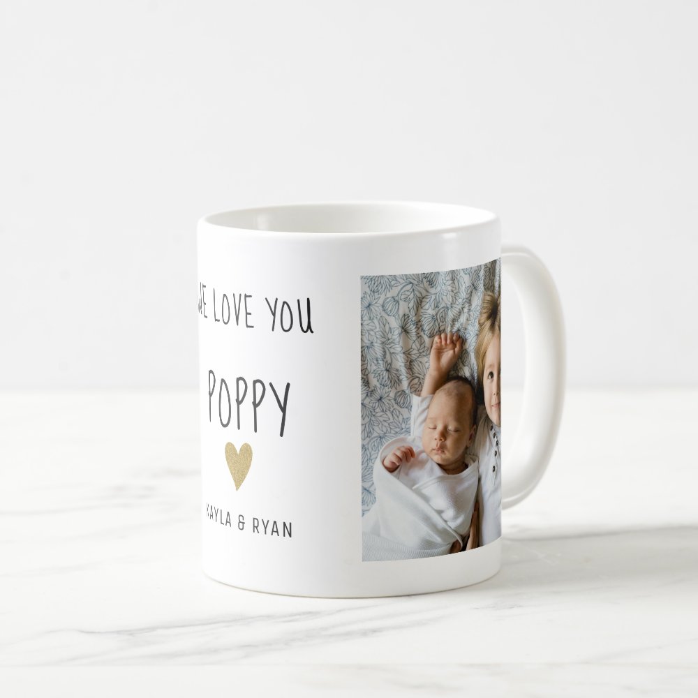 We Love You Poppy Custom Photo Collage Grandpa Coffee Mug