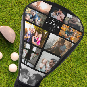 We Love You Pops Family Photo Collage Sports Fan Golf Head Cover