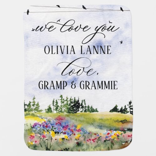 We Love You Quote Baby Blanket  Landscape Flowers