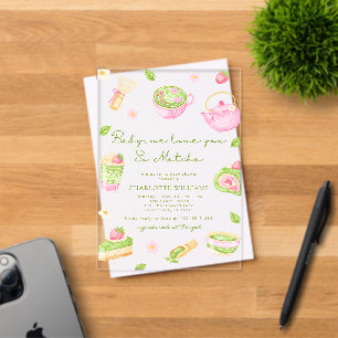 We Love you so Matcha Baby Girl Shower Acrylic Invitations