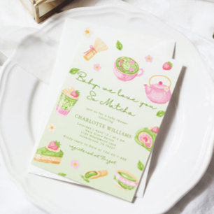 We Love you so Matcha Baby Girl Shower Invitation