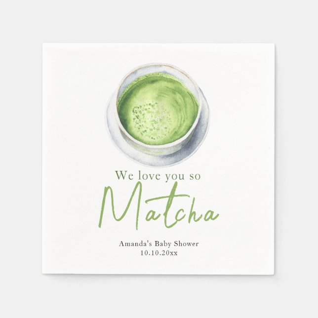 We love you so Matcha Baby Shower Napkins (Front)