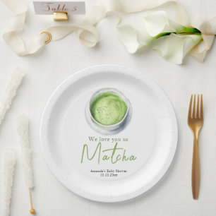 We love you so Matcha Baby Shower Paper Plates
