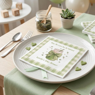 We Love You So Matcha Green Bow Gingham Napkins