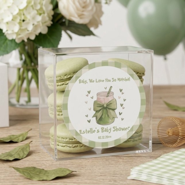 We Love You So Matcha Green Bow Hearts Classic Round Sticker (Creator Uploaded)