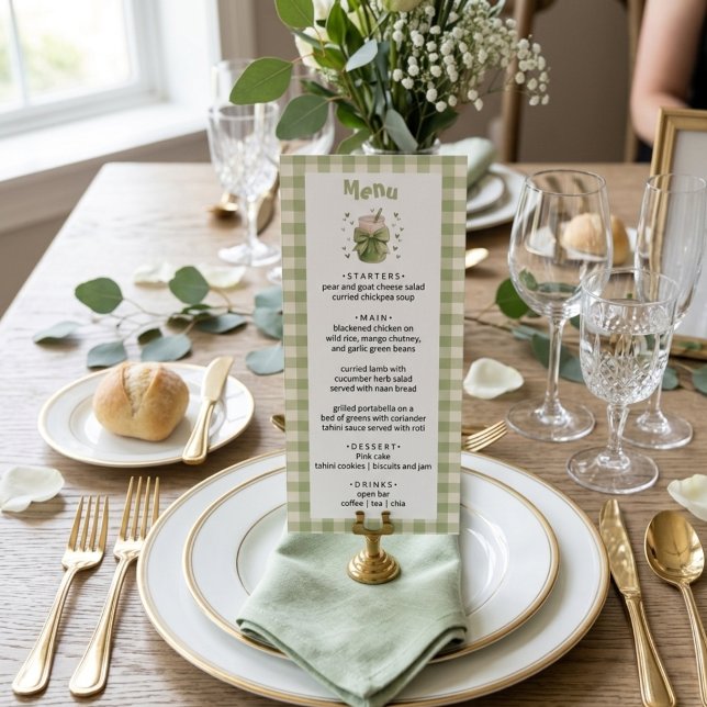 We Love You So Matcha Green Gingham Hearts Menu (Creator Uploaded)