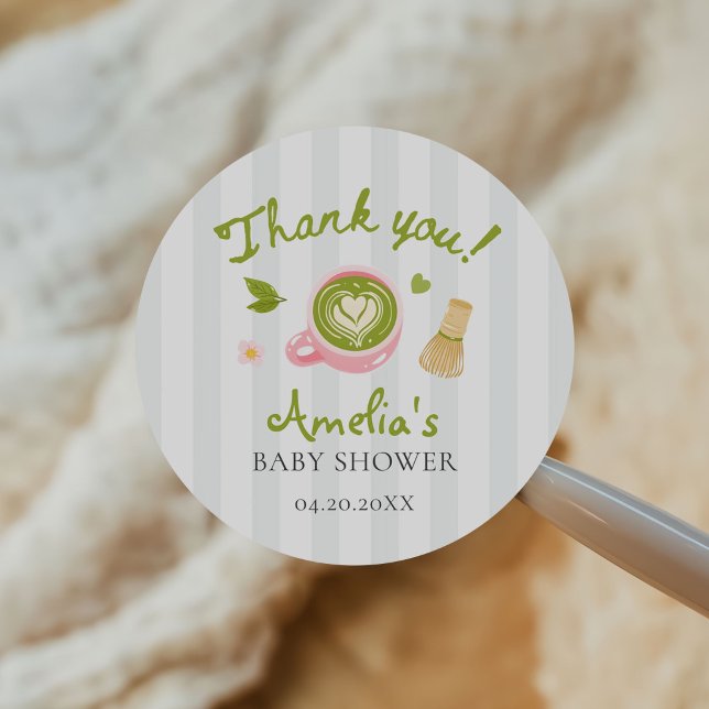 We Love You So Matcha Green Tea Baby Shower Classic Round Sticker (Creator Uploaded)
