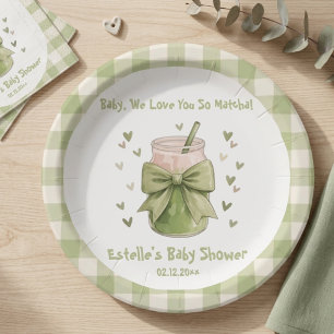 We Love You So Matcha Green Tea Baby Shower  Paper Plates