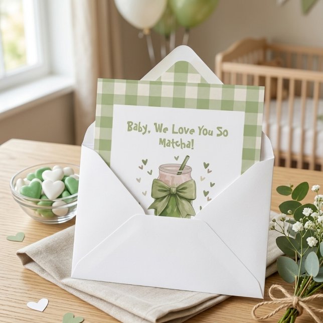 We Love You So Matcha Lined Bow Hearts Envelope Liner (Creator Uploaded)
