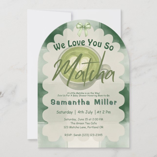 We Love You So Matcha Modern Baby Shower Invitation (Front)