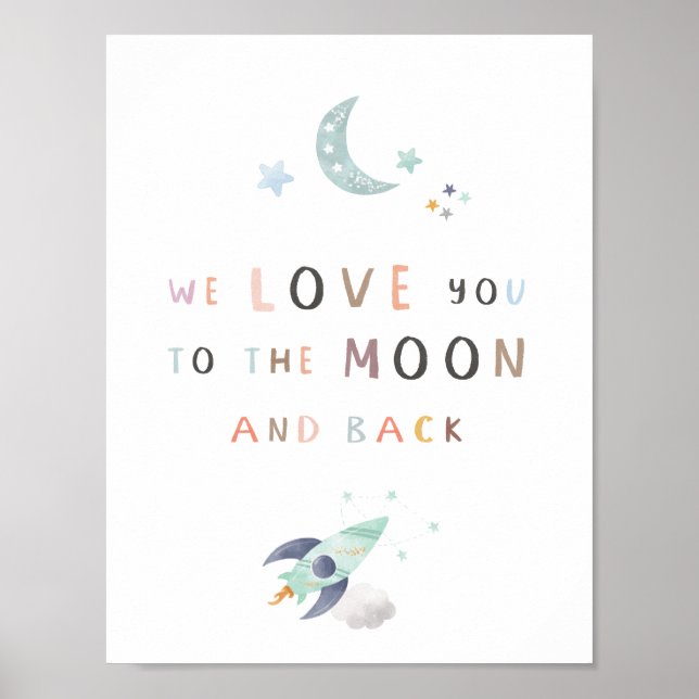We Love You To The Moon And Back Nursery Poster  (Front)