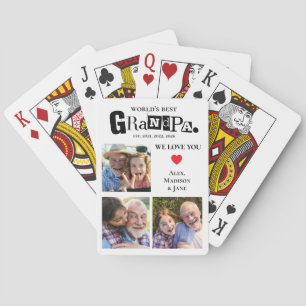 We love you World's Best Grandpa Grankids Photos Poker Cards