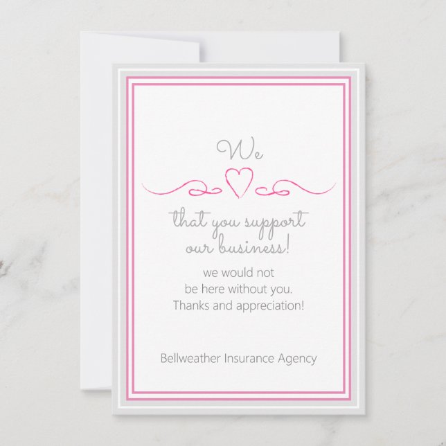 We Love Your Support Business Valentine's Day Card (Front)