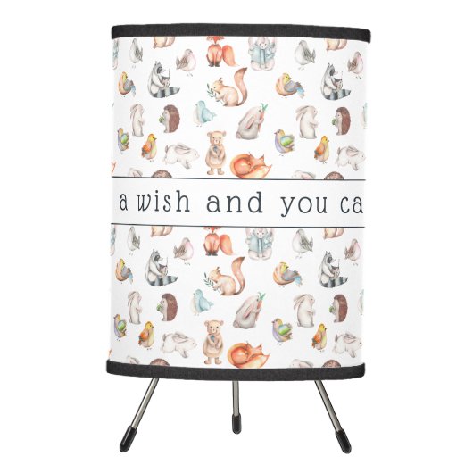 We Made a Wish | Cute Baby Woodland Animals Tripod Lamp (Front)
