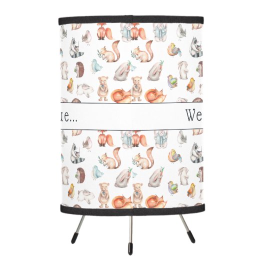 We Made a Wish | Cute Baby Woodland Animals Tripod Lamp (Back)