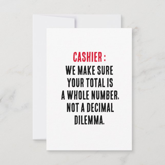 We make sure your total is a whole number, not a  thank you card (Front)