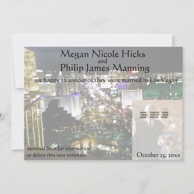 We Married in Las Vegas Nevada Photo Announcement (Front)