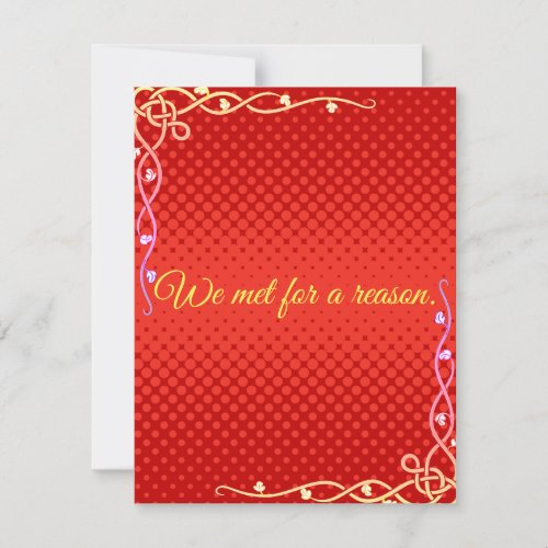 We Met For A Reason Quote Red Romantic Valentines Holiday Card