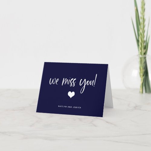 We Miss You  Any Background Color with Heart Card