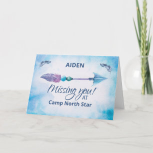 We Miss You at Camp Custom Name Arrow Card