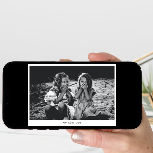 We Miss You Minimalist Personalized Photo Blank Card (Front Digital)