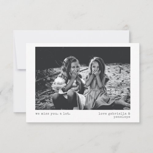 We Miss You Modern Minimalist Personalized Photo Card