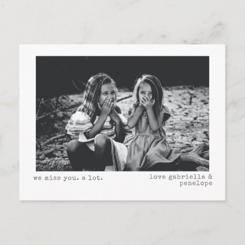 We Miss You Modern Minimalist Personalized Photo  Postcard