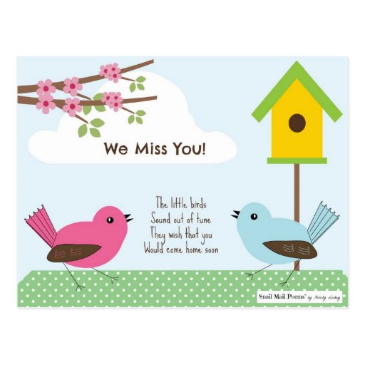 We Miss You Poem from Children Postcard | Zazzle