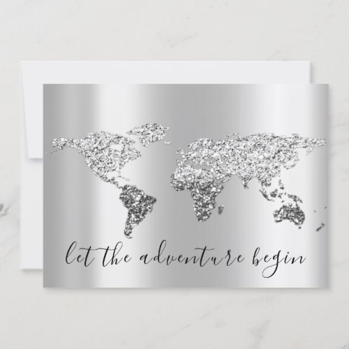 We Move Wedding Destination Map Gray Globe Invitation